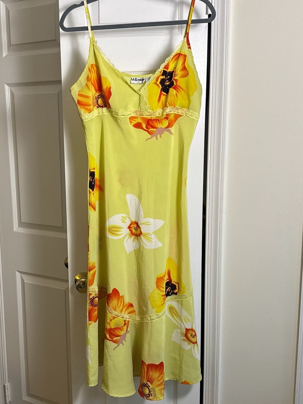 Y2K Tropical Floral Slip Dress Lime Green Vacation Midi Dress Holiday in the Sun